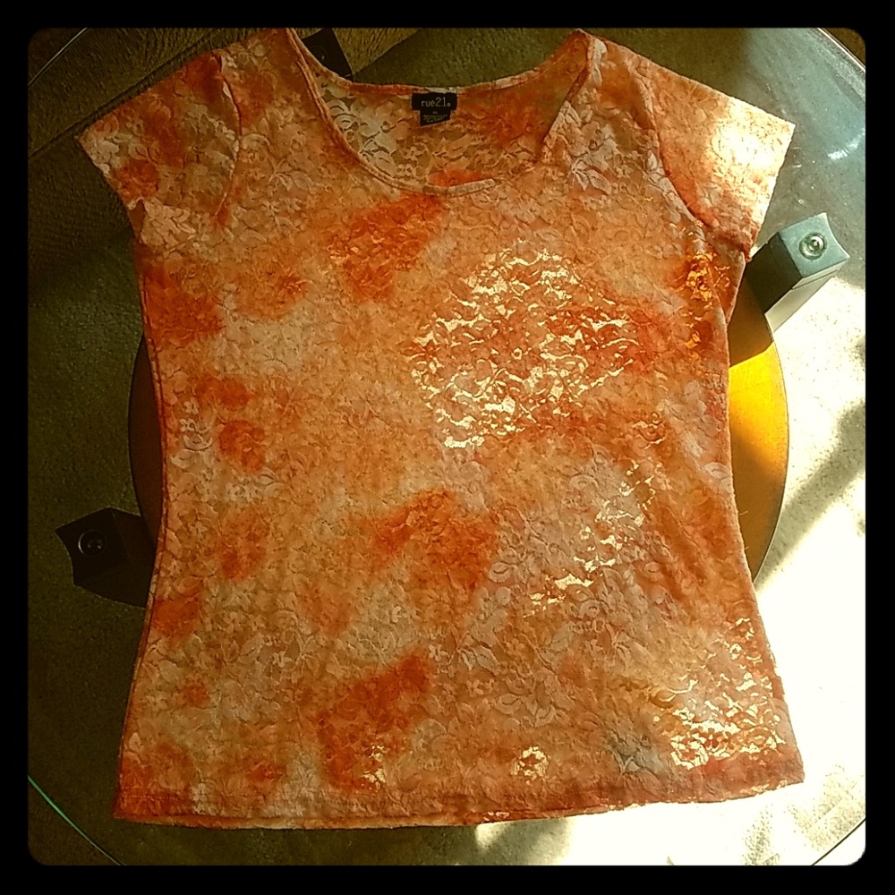 Orange lace tie dye tee